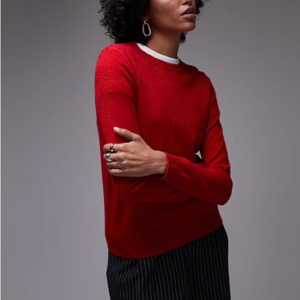 Red ✨Relaxed Fit ✨Crew Neck ✨100% Cashmere ✨ Pullover Sweater✨